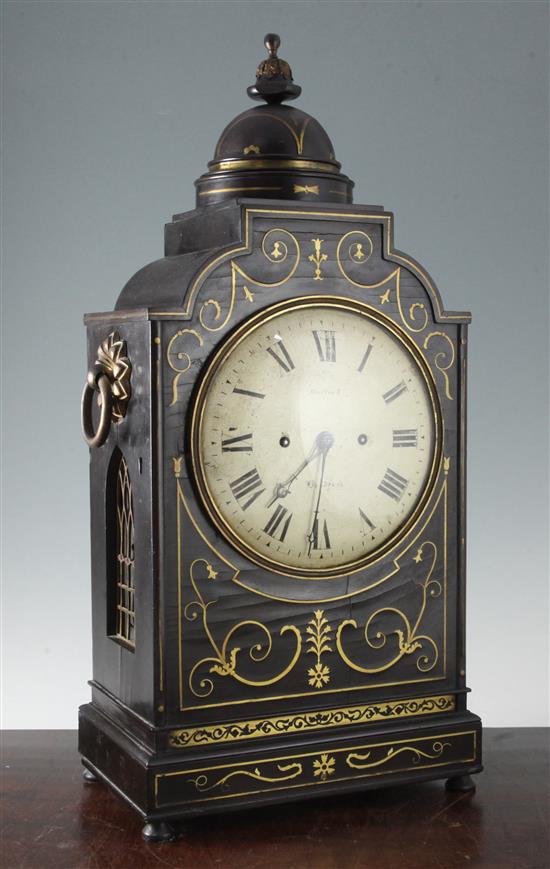 Bullock of Bradford. A Regency brass inset ebonised bracket clock, 25in.